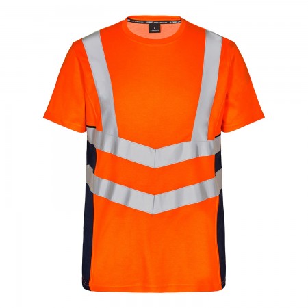 F.Engel 9544-182 Hi-Vis T-Shirt Korte Mouw  Oranje/Inktblauw