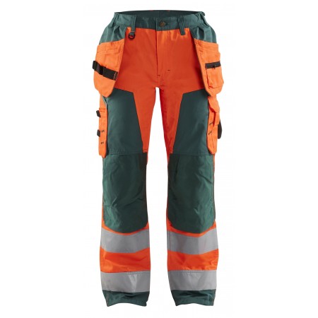 Blåkläder Dames werkbroek High-Vis met spijkerzakken 7156-1811 High-Vis Oranje/Groen