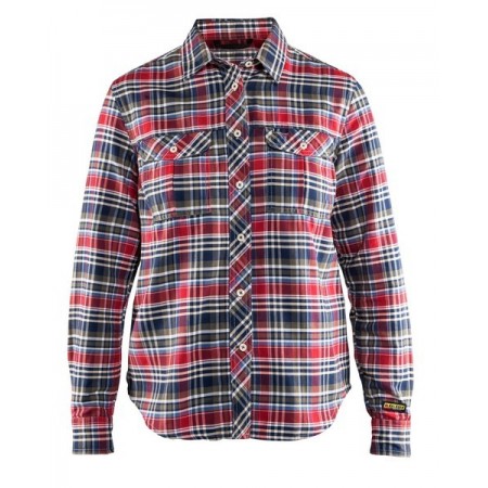 Blåkläder Dames Overhemd Flanel 3209-1137 Marineblauw/Rood