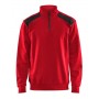 Blåkläder Sweatshirt Bi-Colour met halve rits 3353-1158 Rood/Zwart
