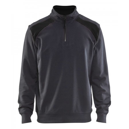 Blåkläder Sweatshirt Bi-Colour met halve rits 3353-1158 Medium Grijs/Zwart