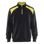Blåkläder Sweatshirt Bi-Colour met halve rits 3353-1158 Zwart/High-Vis Geel