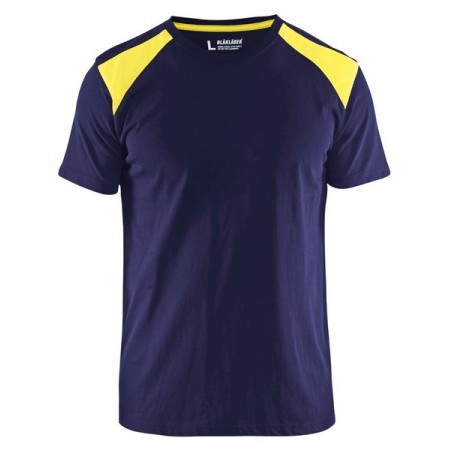 Blåkläder T-shirt Bi-Colour 3379-1042 Marine/High-Vis Geel