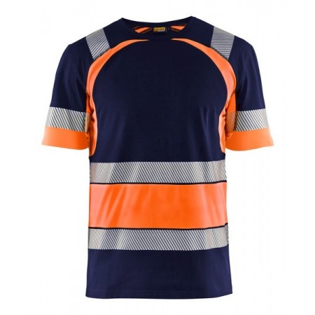 Blåkläder T-shirt High-Vis 3421-1030 Marineblauw/Oranje