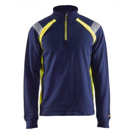 Blåkläder Sweatshirt halve rits Visible 3432-1158 Marine/High-Vis Geel