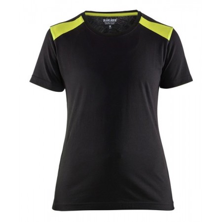 Blåkläder Dames T-shirt 3479-1042 Zwart/High-Vis Geel