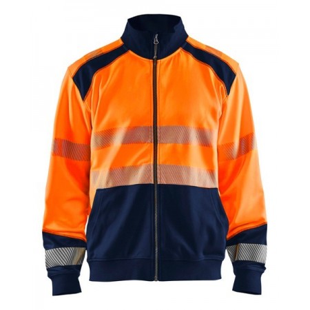 Blåkläder Sweatshirt hele rits High-Vis 3558-2528 High-Vis Oranje/Marineblauw