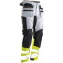 Jobman 2134 Hi-Vis Stretch Werkbroek met spijkerakken Wit/Geel