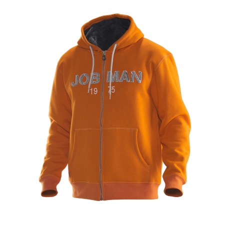 Jobman 5154 Vintage Hoodie Gevoerd Oranje/Donkergrijs