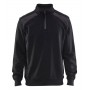 Blåkläder Sweatshirt Bi-Colour met halve rits 3353-1158 Zwart/Donkergrijs