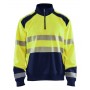 Blåkläder Sweatshirt halve rits High-Vis 3556-2528 High-Vis Geel/Marineblauw