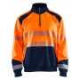 Blåkläder Sweatshirt halve rits High-Vis 3556-2528 High-Vis Oranje/Marineblauw